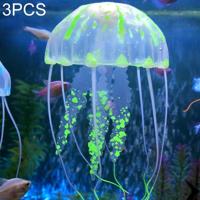 3 STKS aquarium artikelen decoratie silicone simulatie fluorescerende sucker kwallen grootte: 5 * 17cm (groen) - thumbnail