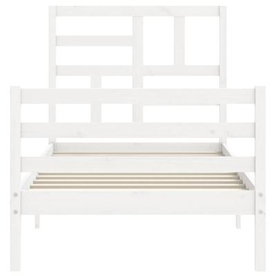 Bedframe met hoofdbord massief hout wit