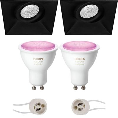 Philips Hue Trimless Kantelbare Inbouw LED Spot Set - Mat Zwart - 150mm