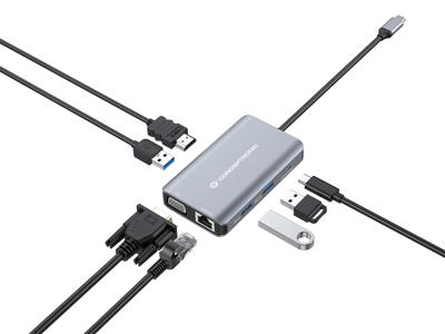 Conceptronic DONN21G laptop dock & poortreplicator Bedraad USB 3.2 Gen 1 (3.1 Gen 1) Type-C Grijs