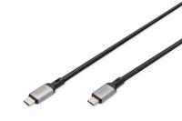 Digitus USB-C-kabel USB 4.0 USB-C stekker 1.00 m Zwart Afscherming gevlochten, Afgeschermd, Scheurbestendig, Rond, 8K UHD DB-300443-010-S - thumbnail