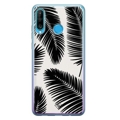 Huawei P30 Lite siliconen telefoonhoesje - Palm leaves silhouette