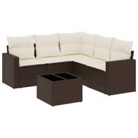 5-delige Loungeset met kussens poly rattan bruin - thumbnail