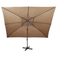 Zweefparasol met dubbel dak 400x300 cm taupe - thumbnail