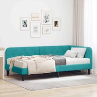 Hoekbedframe met matras Turquoise 90 x 190 cm Fluweel - thumbnail