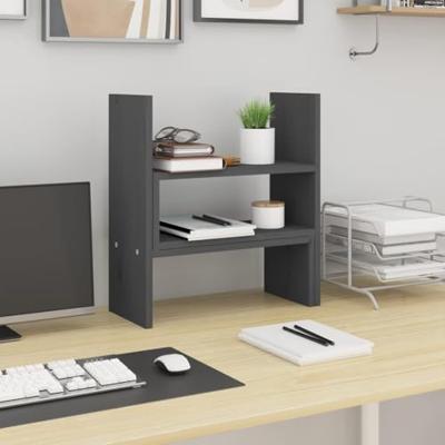 VidaXL Monitorstandaard (39-72)x17x43 cm massief grenenhout grijs VidaXL Monitorstandaard (39-72)x17x43 cm massief grenenhout grijs