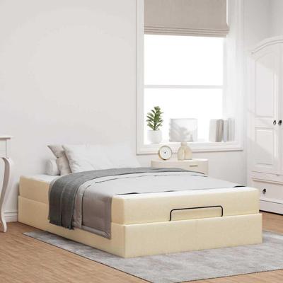 Bedframe met matras Crème 120 x 190 cm Stof