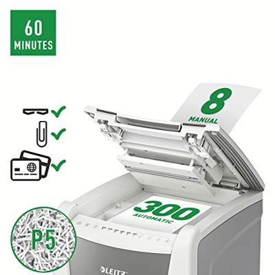 Leitz IQ Office 300 Autofeed P5 Papierversnipperaar 300 vellen Micro cut 2 x 15 mm P-5 60 l Ook geschikt voor Paperclips, Nietjes, Creditcards - thumbnail