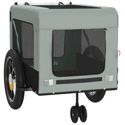 Hondenfietstrailer oxford stof en ijzer grijs en zwart - thumbnail