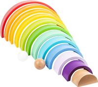 Small Foot houten bouwblokken regenboog xl, 14dlg. - thumbnail