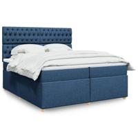 Boxspring met matras stof blauw 200x200 cm - thumbnail