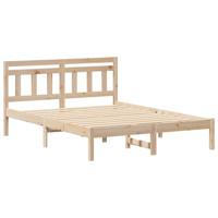 Bedframe met hoofdeinde Bruin 140 x 190 cm Massief grenenhout - thumbnail