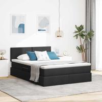 Opbergbed met matras met matras Zwart 140 x 190 cm Bewerkt hout - thumbnail