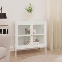 Dressoir 70x35x70 cm staal en glas wit - thumbnail