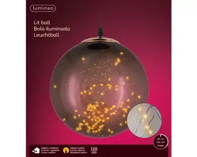 Lumineo micro led bal d25cm-110l grijs/klassiek warm