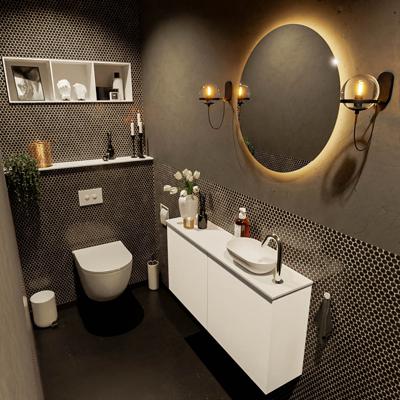 MONDIAZ FOWY toiletmeubel 100cm kleur talc. Waskom positie rechts kleur talc | talc. Met 1 kraangat