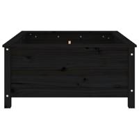 Plantenbak 82,5x82,5x39 cm massief grenenhout zwart - thumbnail