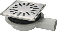 Doucheput Aquaberg ABS Vloerput RVS Opzetstuk RVS Rooster Laag Model Zijuitlaat 50mm 150x150mm PPC Reukafsluiter - thumbnail