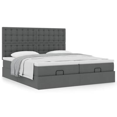 Ottoman bed met matrassen 200x200cm stof donkergrijs