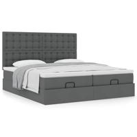Ottoman bed met matrassen 200x200cm stof donkergrijs - thumbnail