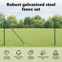 VidaXL Afrasteringspaal groen 10 x 1,2 m (50 mm gaas) staal en pvc - thumbnail