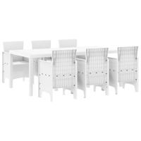 Tuin Eetset 7 pcs Wit 200 x 100 x 73 cm Poly rattan - thumbnail