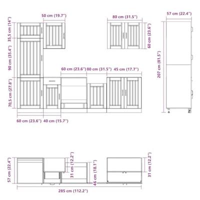 7-delige Keukenkastenset Lucca bewerkt hout sonoma eikenkleur