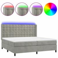 Boxspring met matras en LED fluweel lichtgrijs 200x200 cm - thumbnail