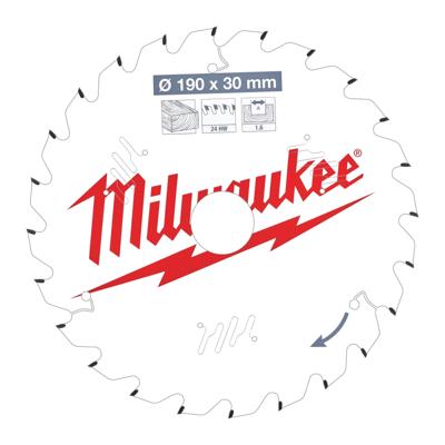 Milwaukee Cirkelzaagblad voor Hout | Ø 190mm Asgat 30mm 24T - 4932471300