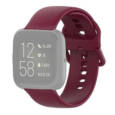 Fitbit Versa 1 / 2 & Lite siliconen sportbandje met gespsluiting - Wijnrood - Maat: Small Fitbit Versa 1 / 2 & Lite siliconen sportbandje met gespsluiting - Wijnrood - Maat: Small