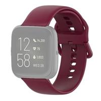 Fitbit Versa 1 / 2 & Lite siliconen sportbandje met gespsluiting - Wijnrood - Maat: Small - thumbnail