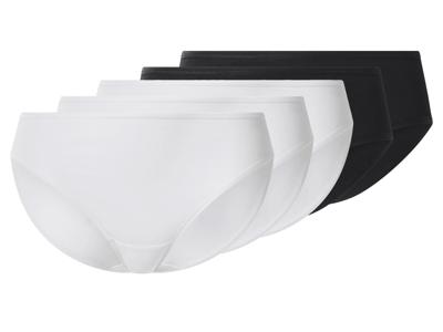 esmara Set van 5 dames hipsters (Zwart/wit, XS (32/34))