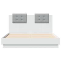 Bedframe met hoofdeinde bewerkt hout wit 120x190 cm - thumbnail