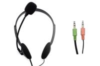 Nilox, PC stereo hoofdtelefoon voor school, kantoor, met verstelbare hoofdband en volumeregelaar, licht, met 1,8 m lange kabel, 2 x 3,5 mm jack voor hoofdtelefoon en microfoon - thumbnail