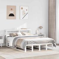 Bedframe zonder matras massief grenenhout wit 150x200 cm - thumbnail