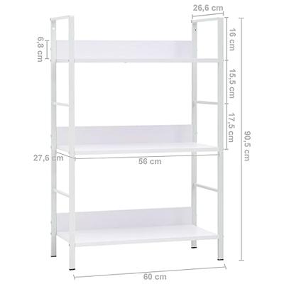 Boekenkast met 3 schappen 60x27,6x90,5 cm bewerkt hout wit