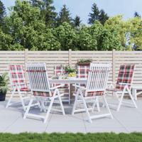 VidaXL Tuinstoelkussens 6 st 120x50x3 cm stof ruitpatroon rood - thumbnail