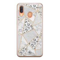 Samsung Galaxy A40 siliconen telefoonhoesje - Stone & leopard print - thumbnail