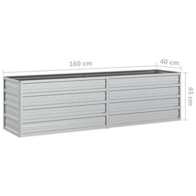 VidaXL Plantenbak verhoogd 160x40x45 cm gegalvaniseerd staal zilver