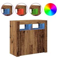 Dressoir met LED-verlichting 80x35x75 cm bewerkt hout oud hout - thumbnail
