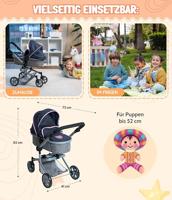 Combi-poppenwagen Mika - Melange Navy Grijs - thumbnail