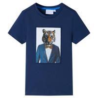 VidaXL Kindershirt met korte mouwen 128 donkerblauw - thumbnail