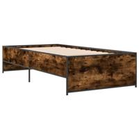 Bedframe bewerkt hout en metaal gerookt eikenkleurig 100x200 cm - thumbnail