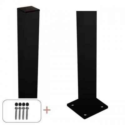 Stalen Paal Zwart Met Voetplaat 4,5 x 4,5 x 96 CM