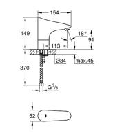 GROHE Europlus E waterbesparende wastafelkraan infrarood zonder menging met batterijvoeding 6V chroom 36208001 - thumbnail
