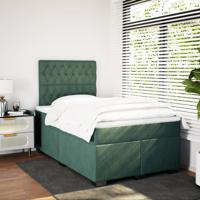 Boxspring met matras fluweel donkergroen 120x200 cm - thumbnail