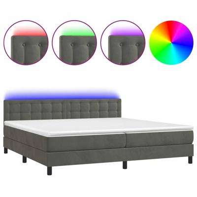 Boxspring met matras en LED fluweel donkergrijs 200x200 cm
