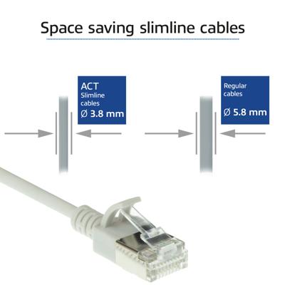 ACT DC7003 LSZH U/FTP CAT6A Datacenter Slimline Patchkabel Snagless | RJ45 Connectoren | Grijs | 3 meter