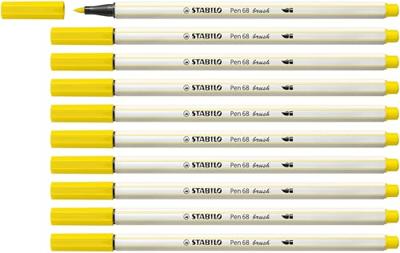 Brushstift stabilo pen 68/24 citroengeel | 10 stuks
