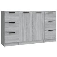 Dressoirs 3 st bewerkt hout grijs sonoma eikenkleurig - thumbnail